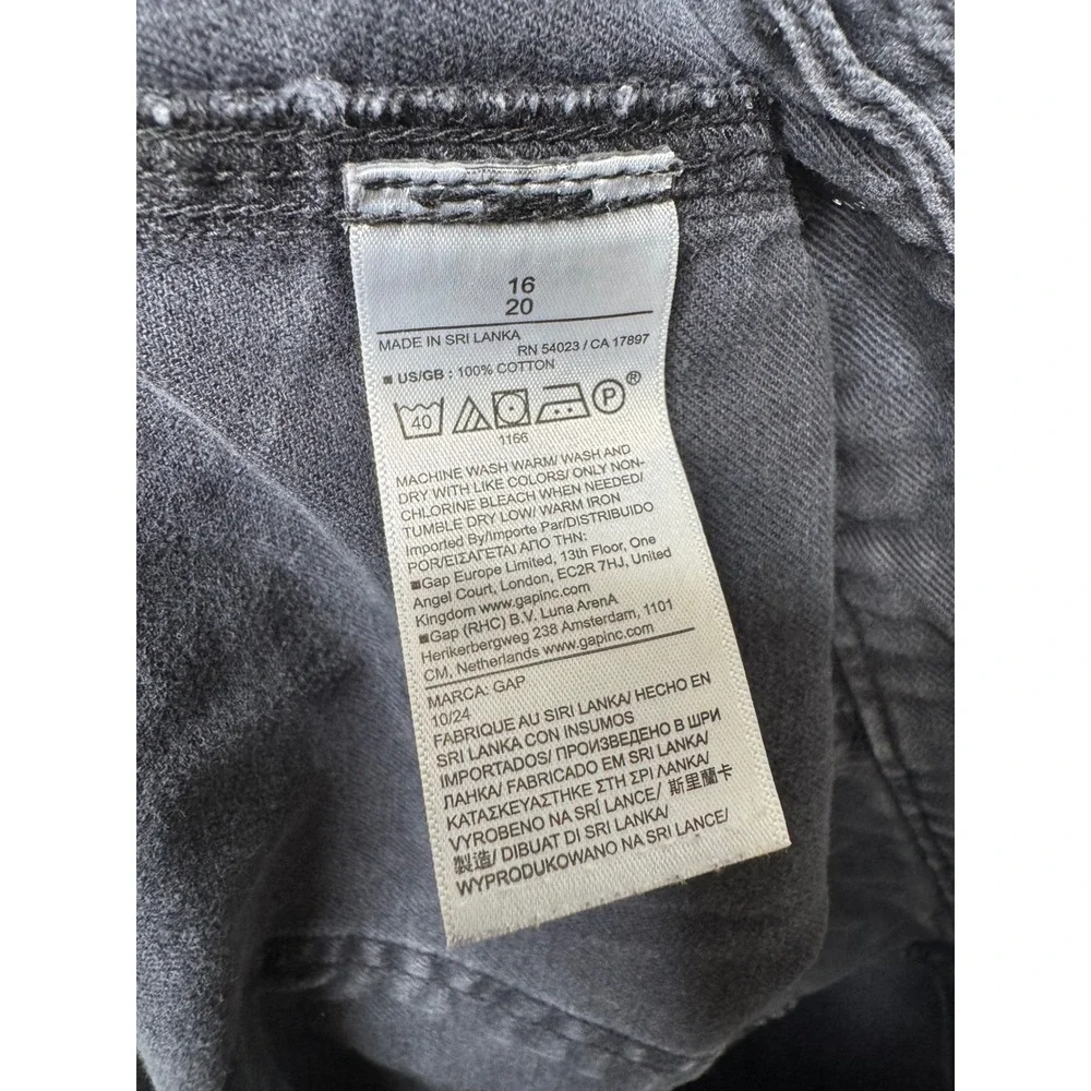 Gap Twill Wide Leg Pants Faded Acid Wash Black‎ High Rise Utility Womens 16